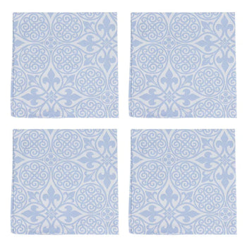 Vietri Set of 4  Blue Damask Napkins